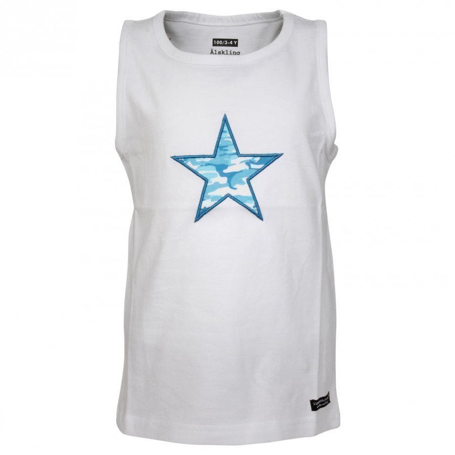 Lundmyr Of Sweden Tank Top White W. Blue Star Liivi