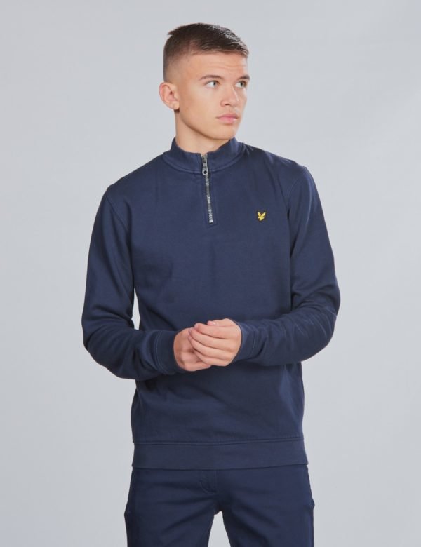 Lyle & Scott Funnel Neck 3/4 Zip Bb Neule Sininen