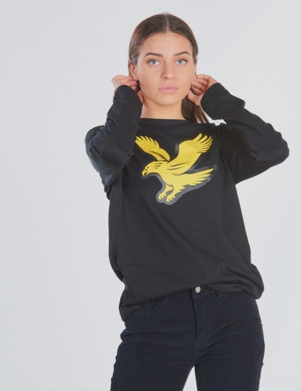 Lyle & Scott L/S Eagle Logo T Shirt T-Paita Musta