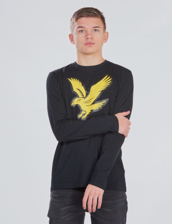 Lyle & Scott L/S Eagle Logo T Shirt T-Paita Musta