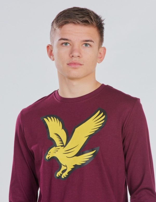 Lyle & Scott L/S Eagle Logo T Shirt T-Paita Punainen