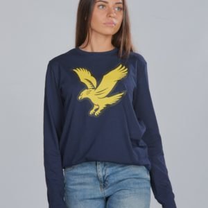 Lyle & Scott L/S Eagle Logo T Shirt T-Paita Sininen