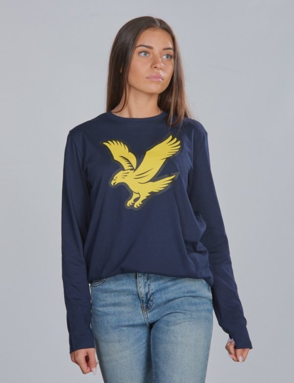 Lyle & Scott L/S Eagle Logo T Shirt T-Paita Sininen