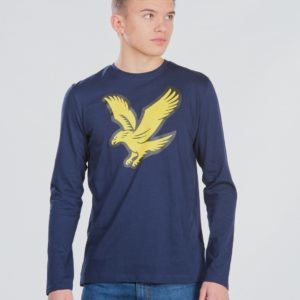 Lyle & Scott L/S Eagle Logo T Shirt T-Paita Sininen