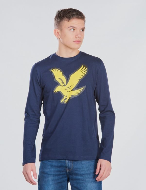 Lyle & Scott L/S Eagle Logo T Shirt T-Paita Sininen