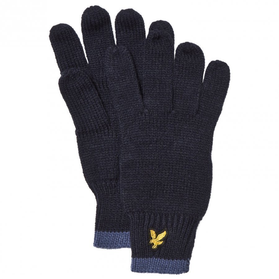 Lyle & Scott Navy Knitted Gloves Villahanskat