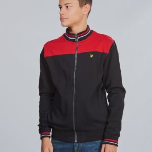 Lyle & Scott Tipped Funnel Neck Sweat Jacket Neule Musta