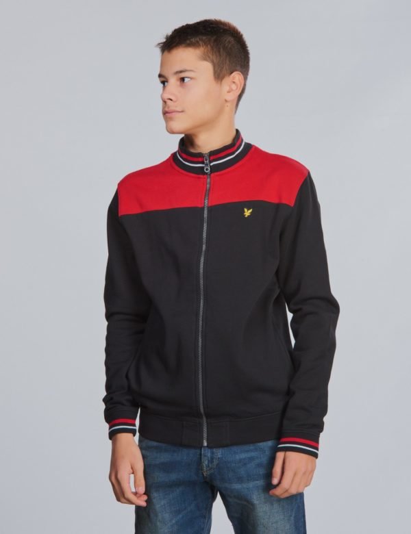 Lyle & Scott Tipped Funnel Neck Sweat Jacket Neule Musta