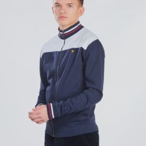 Lyle & Scott Tipped Funnel Neck Sweat Jacket Neule Sininen