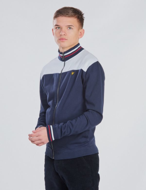 Lyle & Scott Tipped Funnel Neck Sweat Jacket Neule Sininen