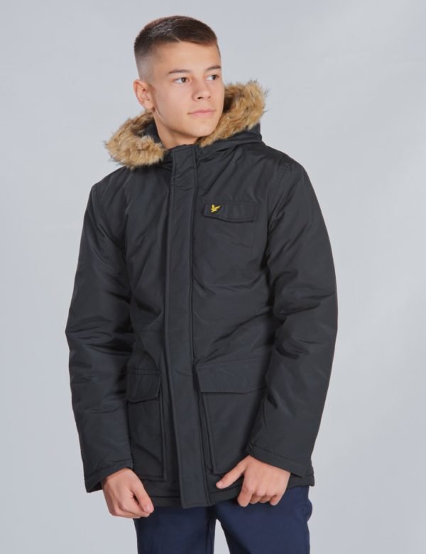 Lyle & Scott Winter Weight Micro Fleece Lined Parka Takki Musta