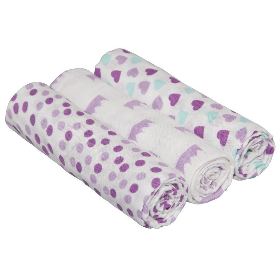 Lässig Hoitoliina Swaddle & Burp Blanket L Little King & Gueen Lila 85 X 85 Cm