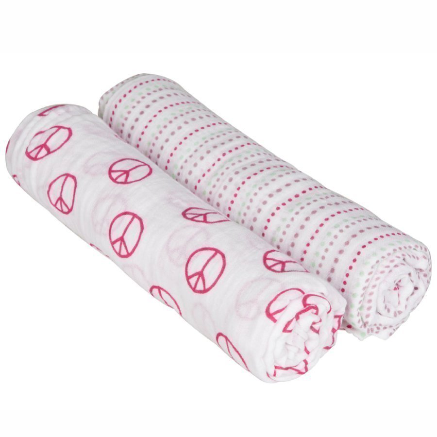 Lässig Hoitoliina Swaddle & Burp Peace & Dots Pinkki 120 X 120 Cm