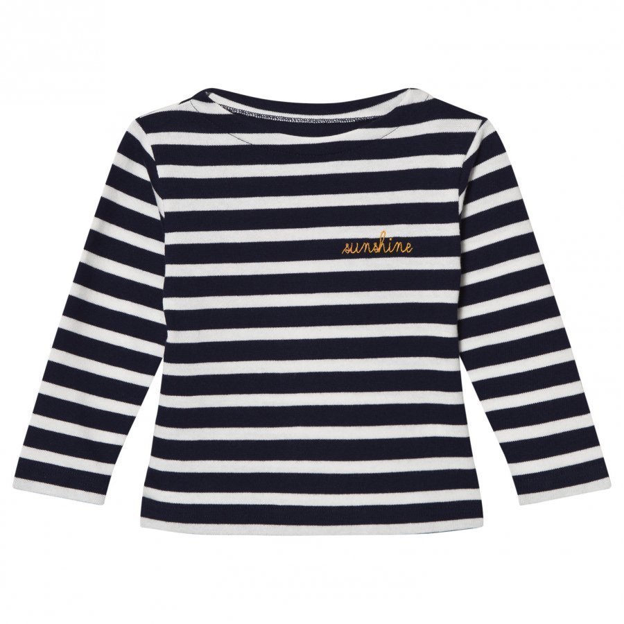 Maison Labiche Navy Sunshine Embroidered Stripe Long Sleeve Tee Pitkähihainen T-Paita