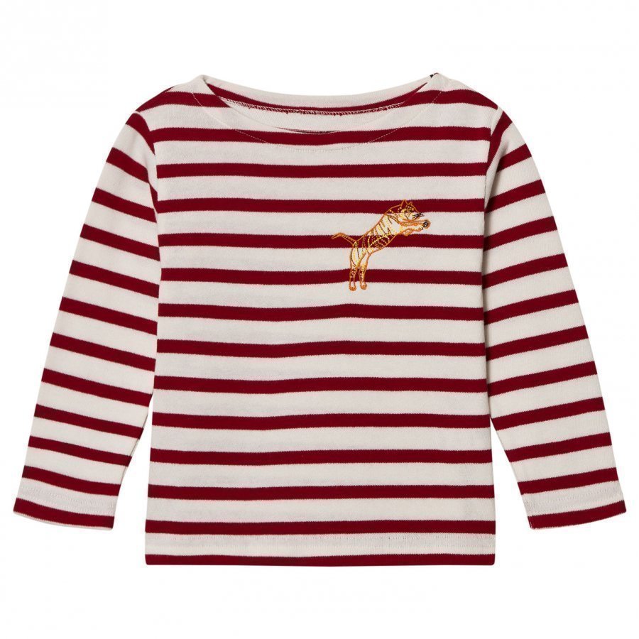 Maison Labiche Off-White Red Tiger Embroidered Long Sleeve Tee Pitkähihainen T-Paita