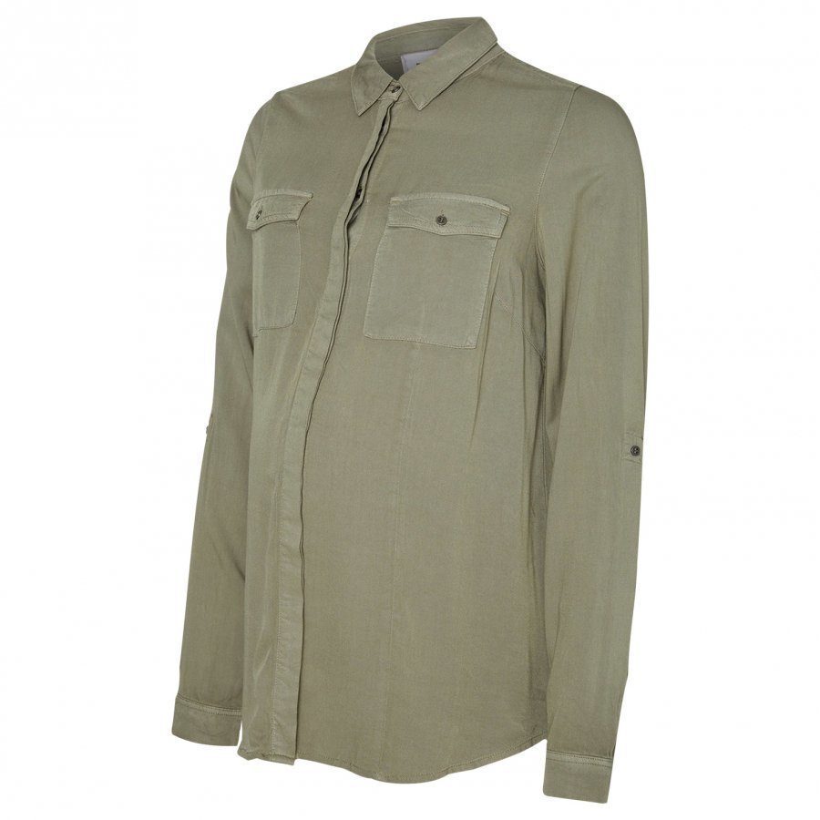 Mamalicious Woven Military Shirt Vetiver Paita Äidille