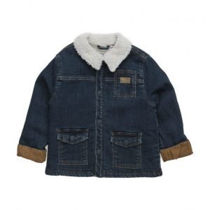 Mango Kids Faux Shearling-Lined Denim Jacket