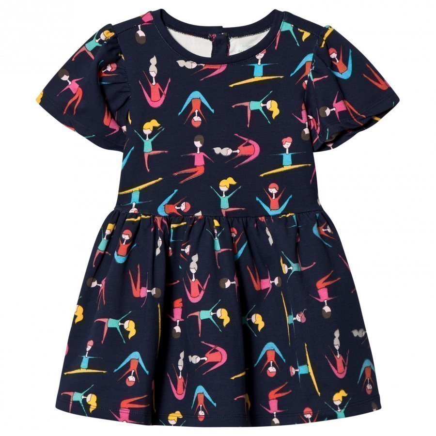 Margherita Kids Black Multi Stretching Print Dress Mekko