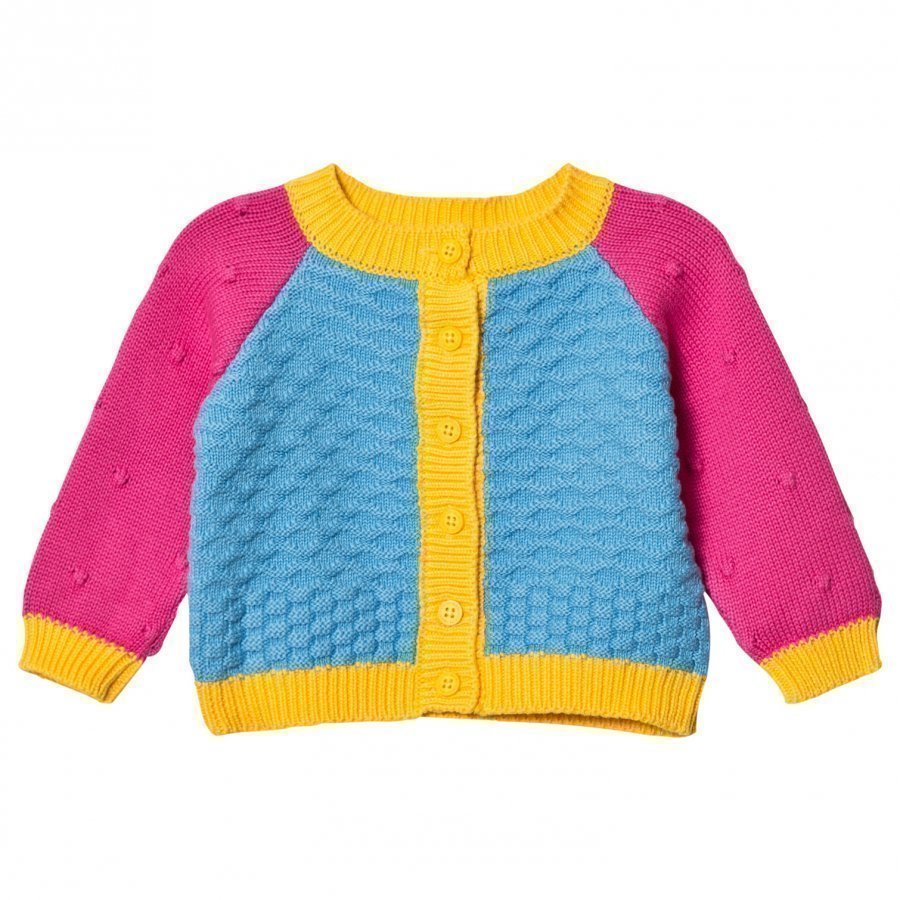 Margherita Kids Blue Multi Color Block Cardigan Neuletakki