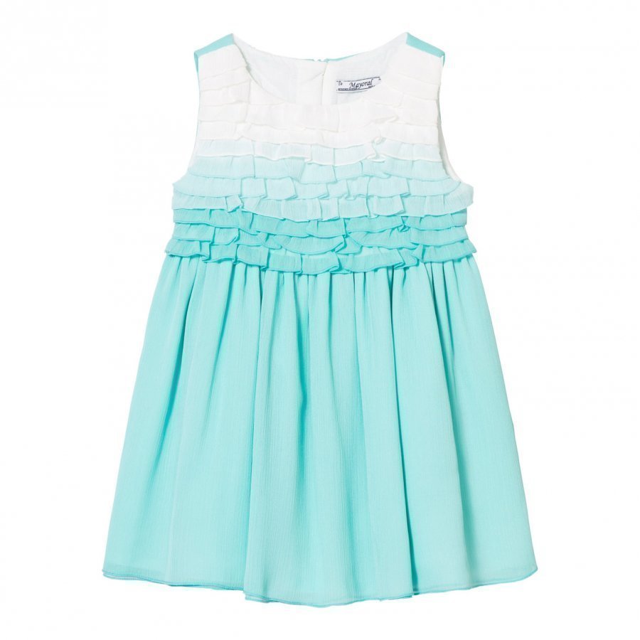 Mayoral Aqua Ombre Frill Front Crepe Dress Juhlamekko