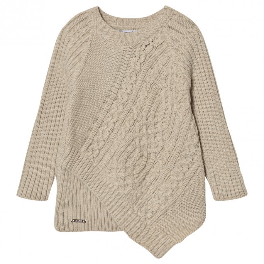 Mayoral Beige Cable Knit Asysmetric Sweater Paita