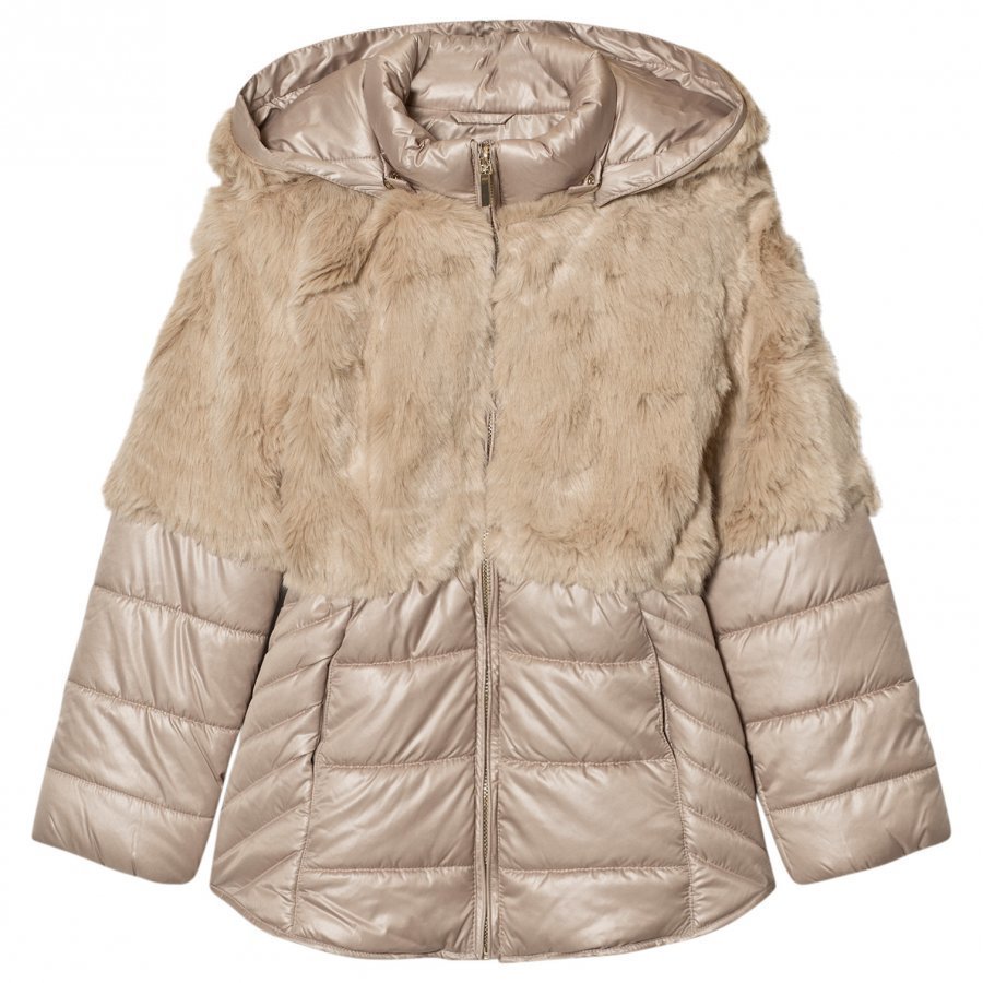 Mayoral Beige Faux Fur Puffer Coat Turkis