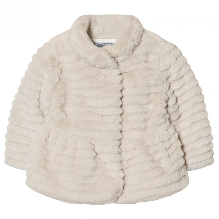 Mayoral Beige Textured Faux Fur Coat Turkis