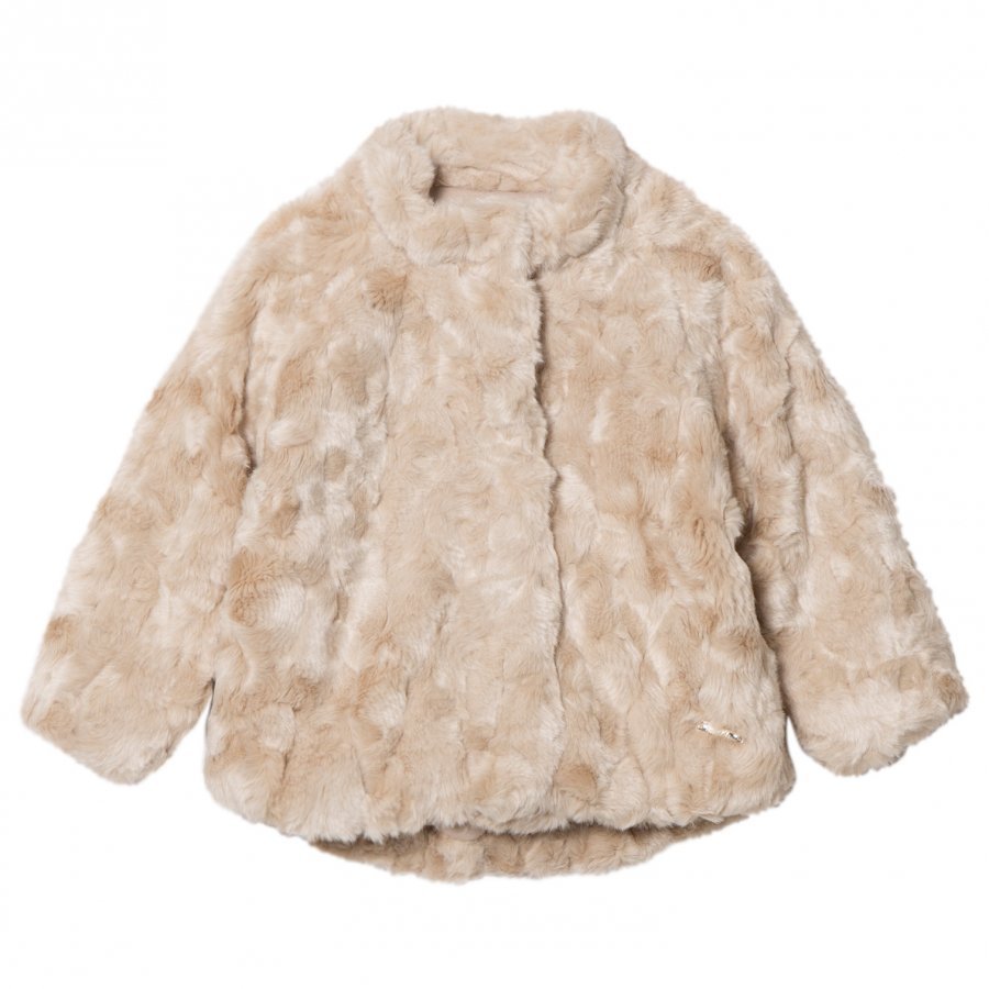 Mayoral Beige Textured Faux Fur Coat Turkis