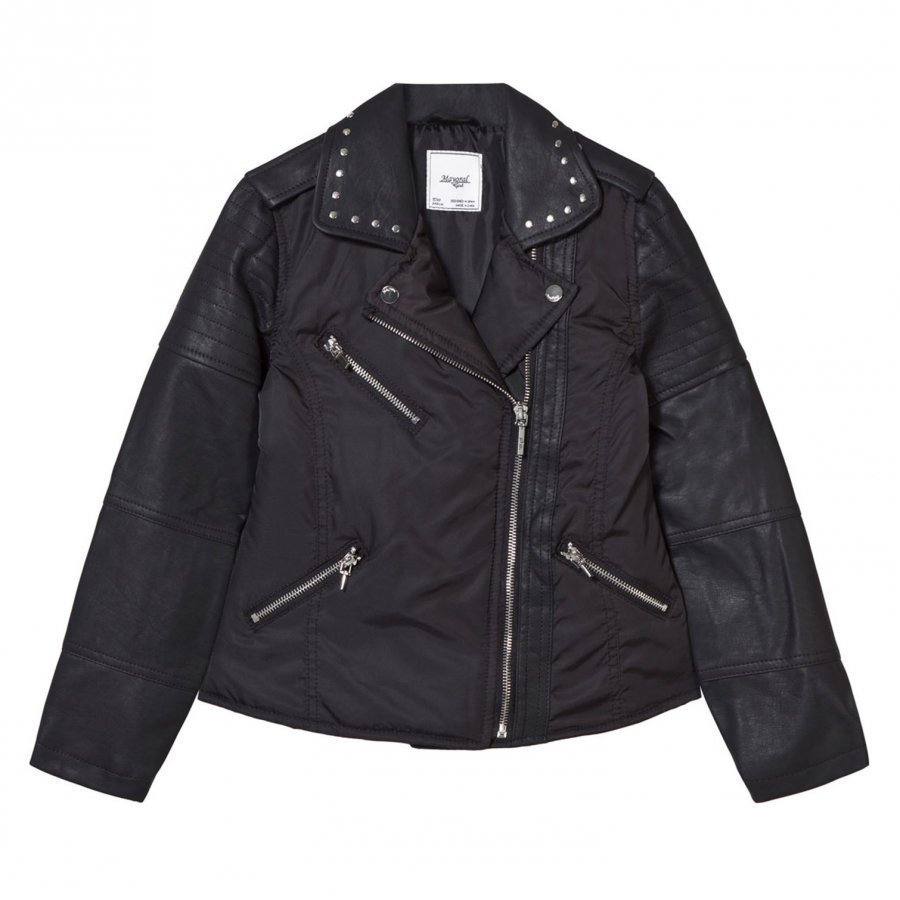 Mayoral Black Pleather And Nylon Biker Studded Jacket Biker Takki