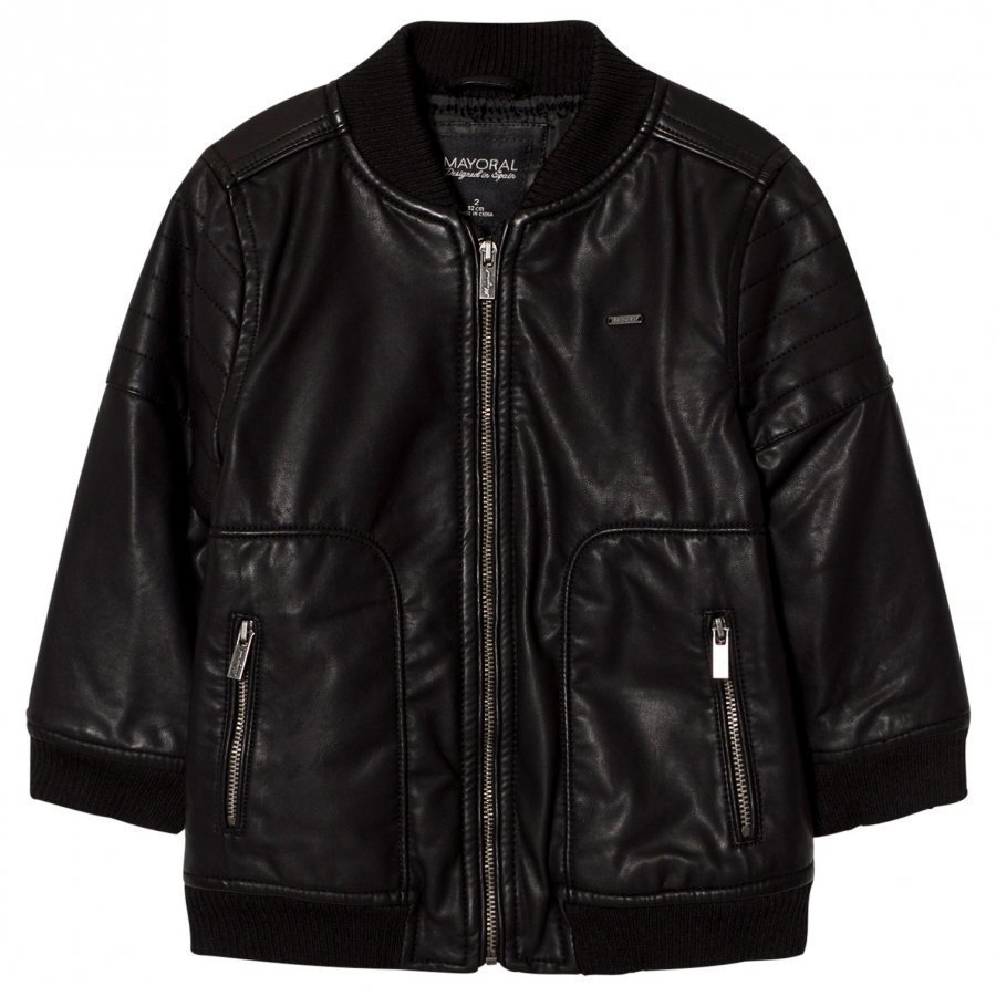 Mayoral Black Pleather Bomber Jacket Bomber Takki