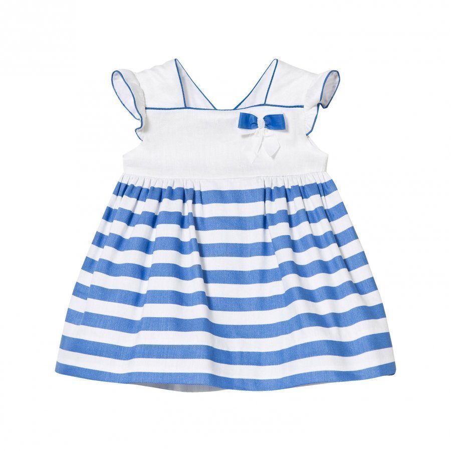 Mayoral Blue And White Stripe Dress With Bow Detail Juhlamekko