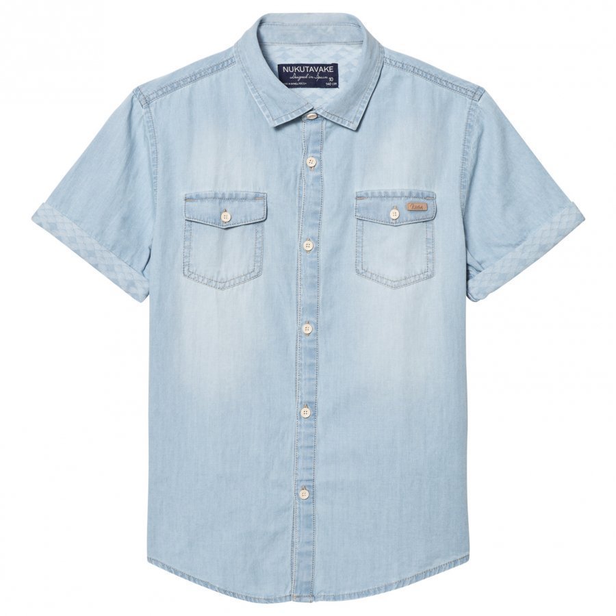 Mayoral Blue Light Wash Denim Short Sleeve Shirt Kauluspaita