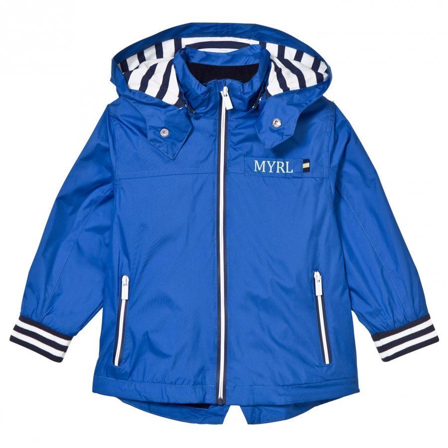 Mayoral Blue Stripe Trim Jacket With Detachable Hood Tuulitakki