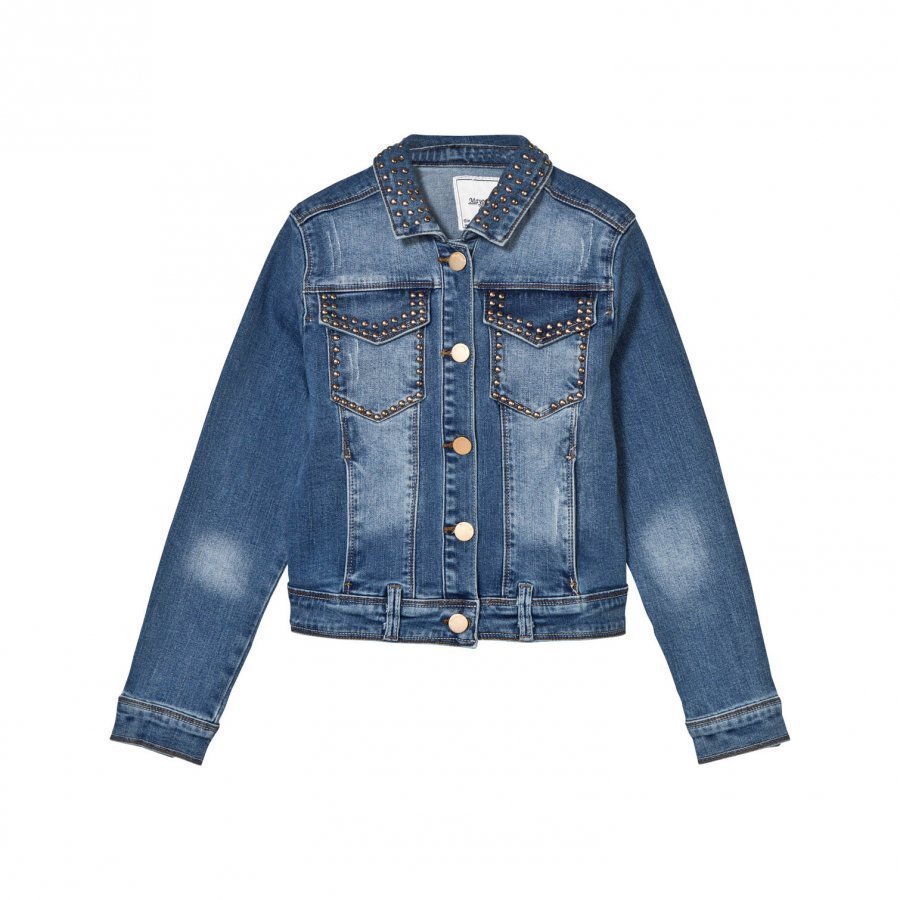 Mayoral Blue Washed Studded Denim Jacket Farkkutakki