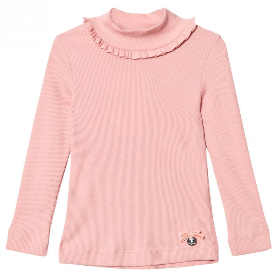 Mayoral Bubblegum Ribbed Long Sleeve Tee With Mock Turtleneck T-Paita