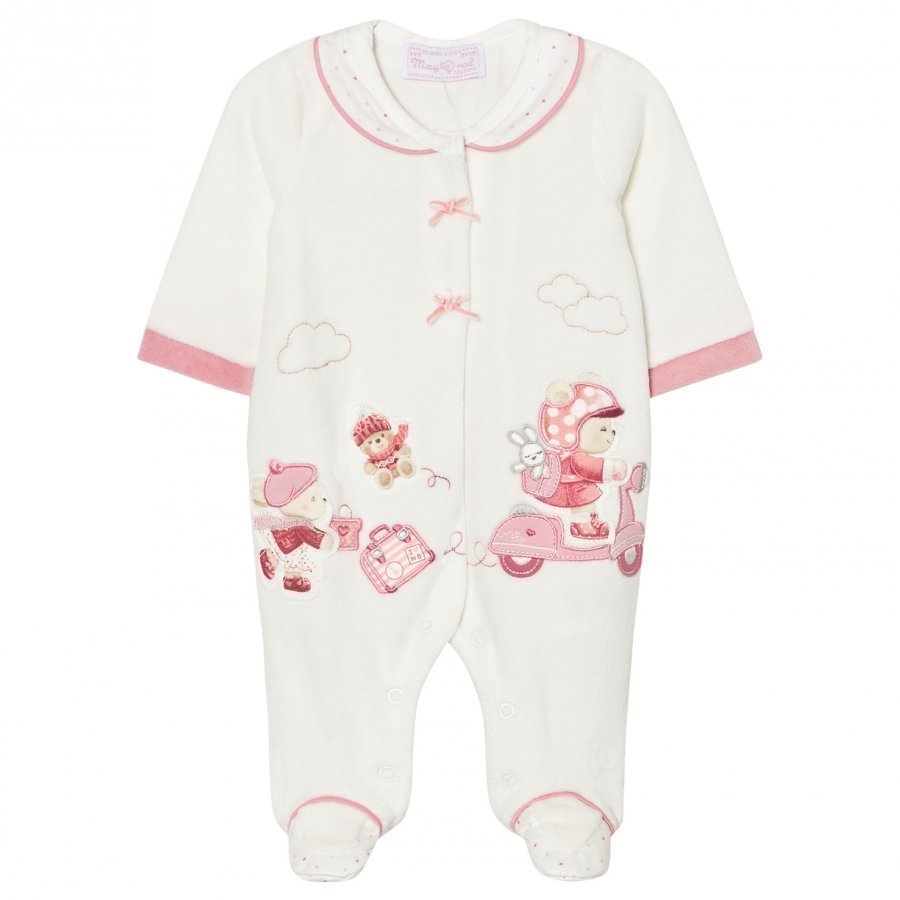 Mayoral Cream Little Bear Velour Footed Baby Body