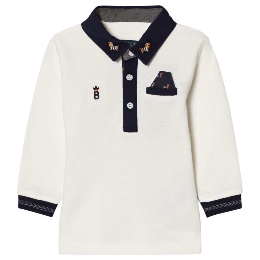 Mayoral Cream Sausage Dog Embroidered Polo Pikeepaita