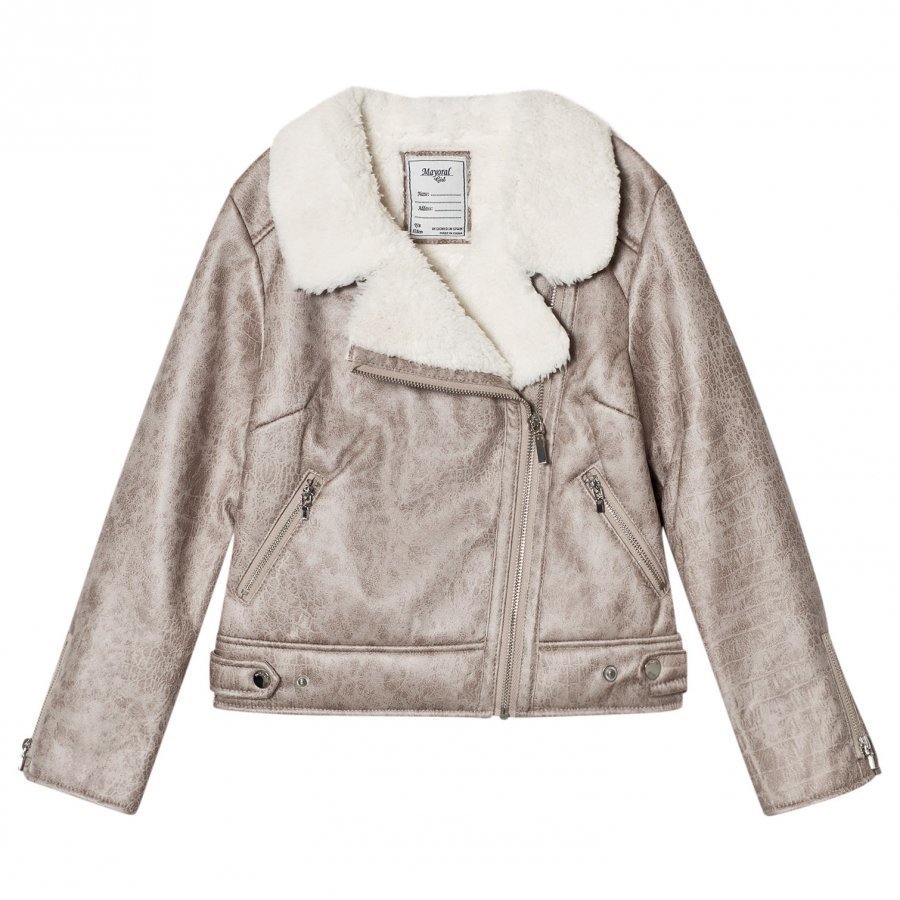 Mayoral Gold Faux Shearling Biker Jacket Turkis