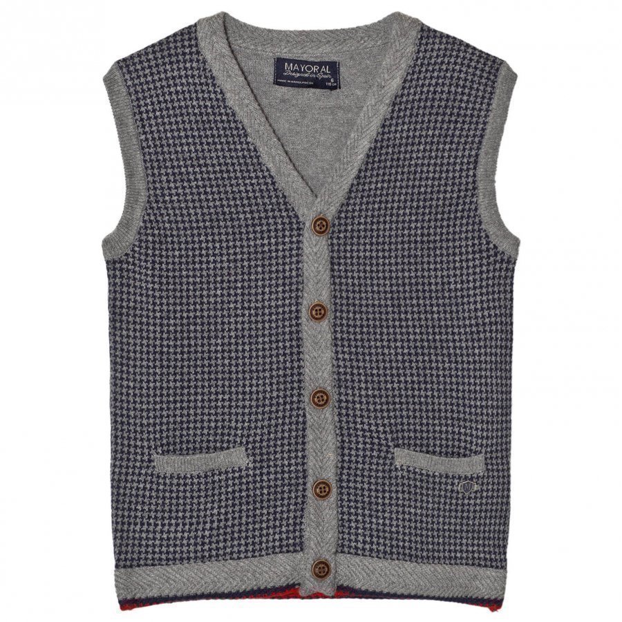 Mayoral Grey Houndstooth Design Vest Neuleliivi