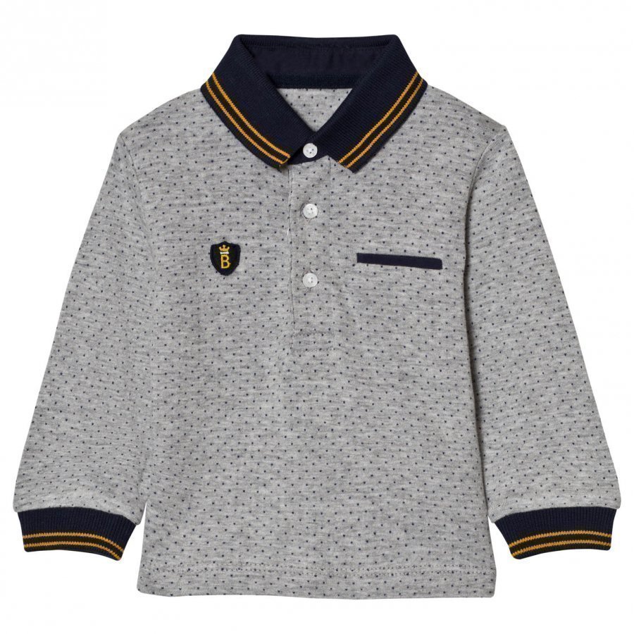 Mayoral Grey Spot Polo With Navy Cuffs Pikeepaita