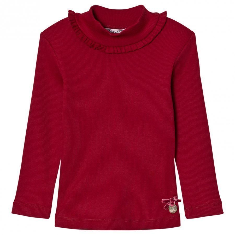 Mayoral Maroon Ribbed Mock Turtleneck T-Paita