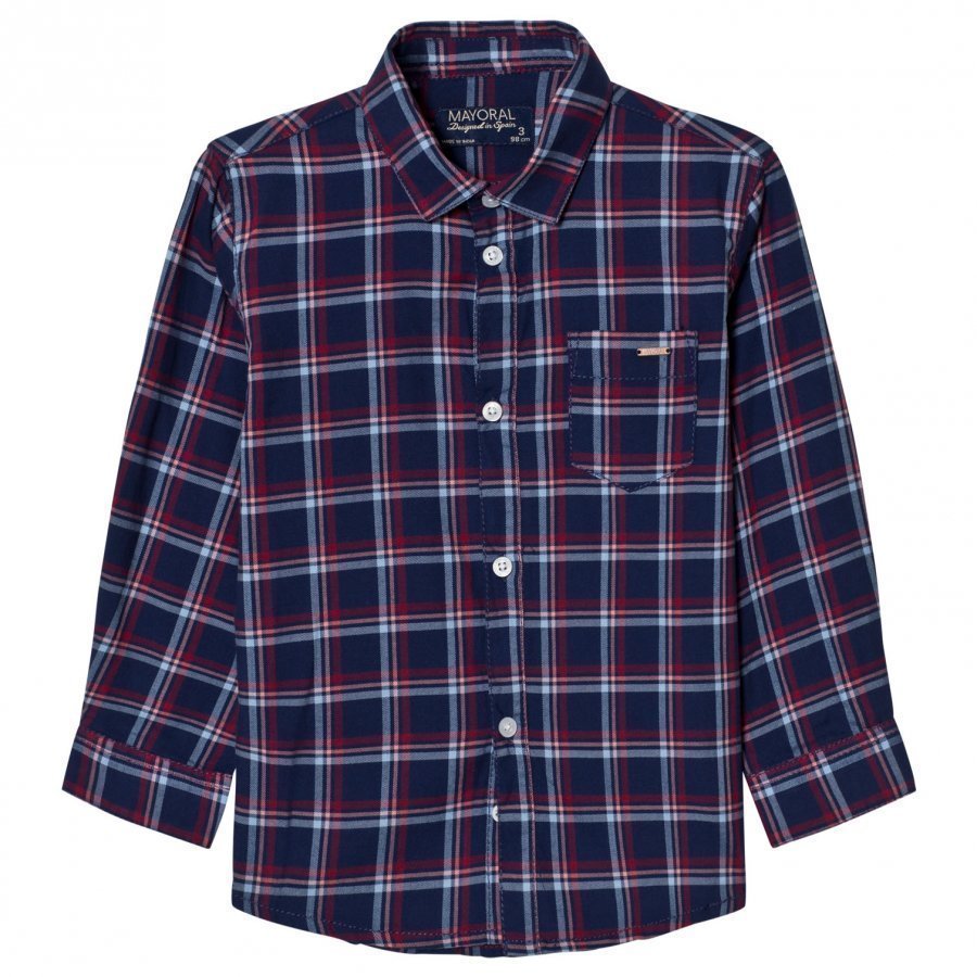 Mayoral Navy And Red Check Shirt Kauluspaita