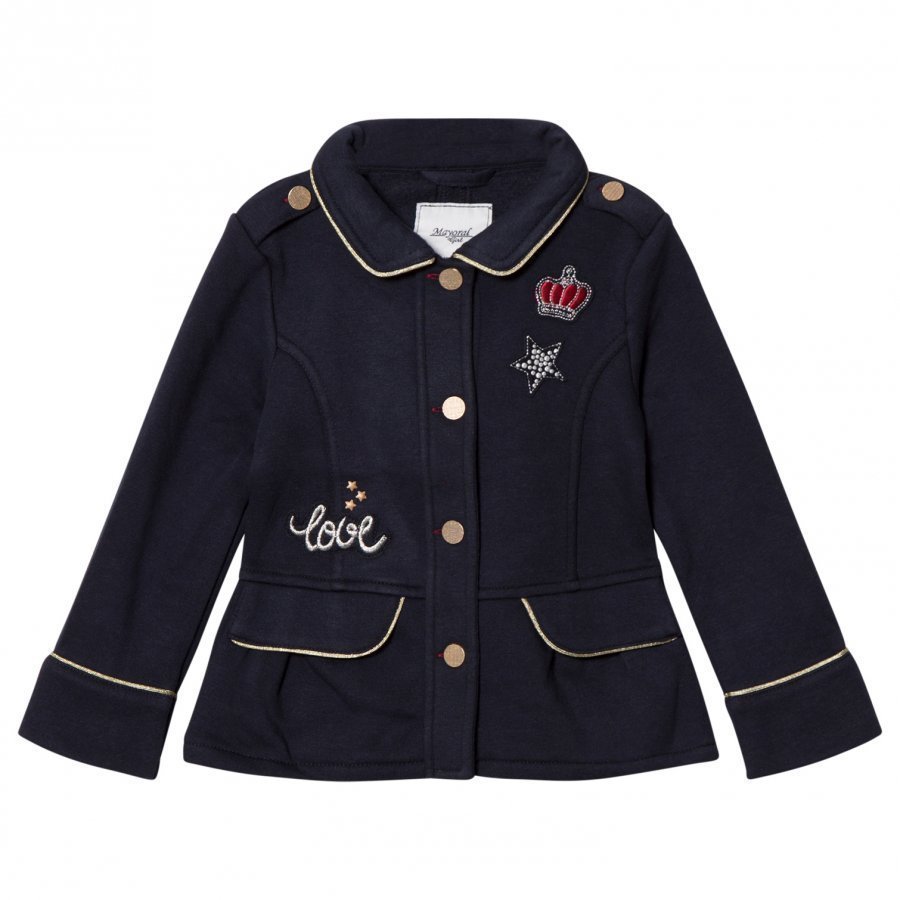 Mayoral Navy Jersey Badge Applique Fleece Jacket Armeijatakki