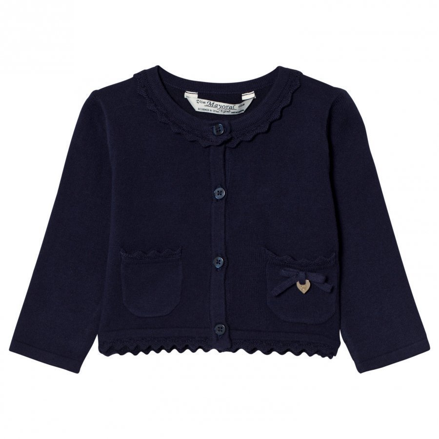 Mayoral Navy Knit Cardigan With Scalloped Collar Neuletakki