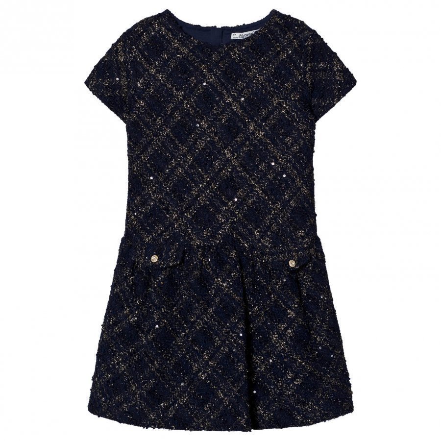 Mayoral Navy Lurex Jersey-Tweed Dress Mekko