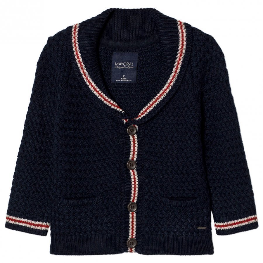 Mayoral Navy Red Detailing Chunky Cardigan Neuletakki