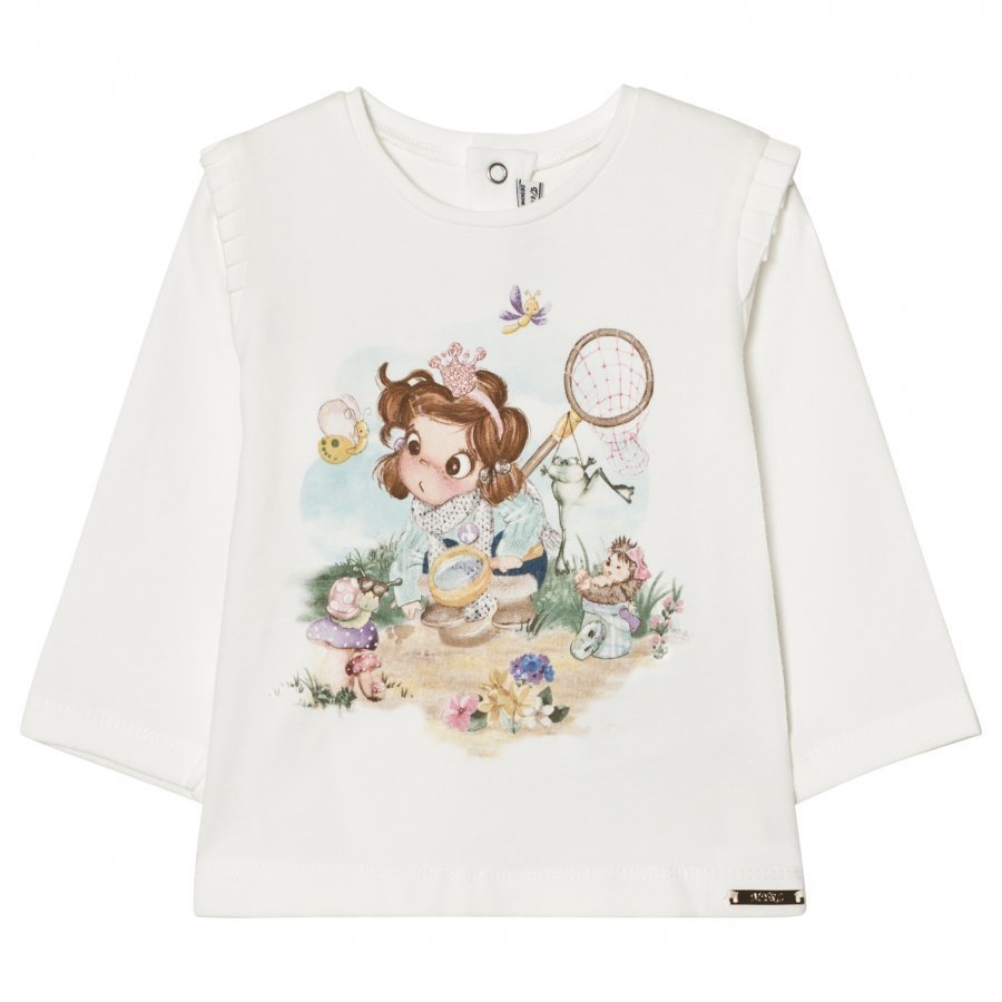 Mayoral Off-White Butterfly Girl Print Tee T-Paita