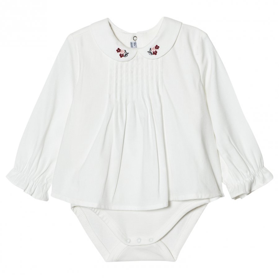 Mayoral Off-White Embroidered Collar Blouse Pusero