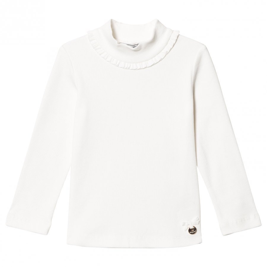 Mayoral Off-White Ribbed Long Sleeve Tee With Mock Turtleneck T-Paita