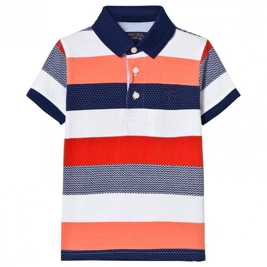 Mayoral Orange And Navy Stripe Polo Pikeepaita